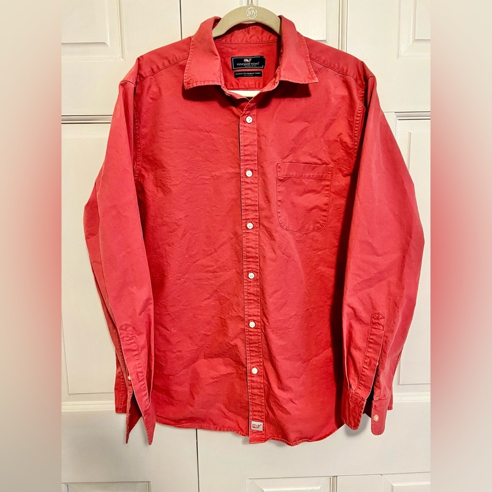Vineyard Vines Classic Fit Murray Shirt Red Sky 100% Cotton Size‎ Large